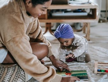 mother and daughter playing 