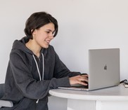 woman on a computer