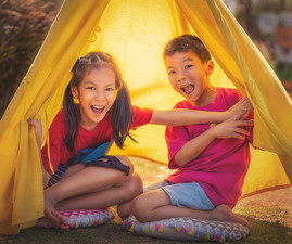 siblings camping