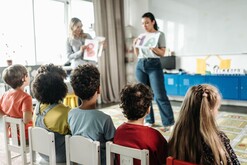 teachers teaching language to children 