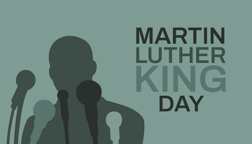 blue image that reads Martin Luther King Jr. Day