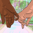 Illustration of two hands with pinkies linked, a nature path visible in the background.