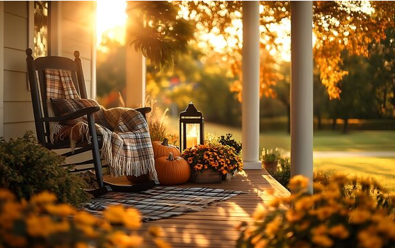 photo of rocking chair at sunrise