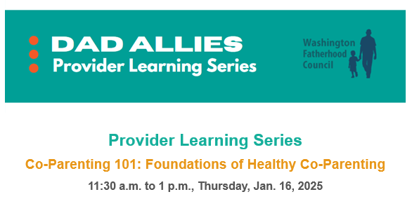 Dad Allies Provider Series Logo with time of meeting and date 