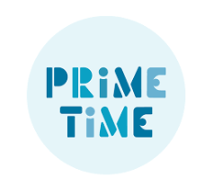 The words PRIME TIME in blue