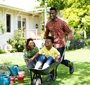 Family gardening together