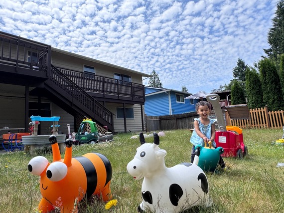 Child outside playing.