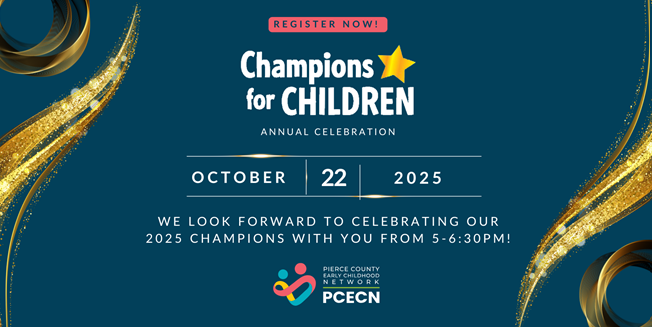 champions for children flyer with a star and gold and navy banner