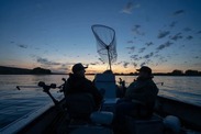 Anglers at sunrise on the Upper Columbia River near Hanford Reach.