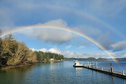 Rainbow over lake