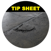 Image of a damaged concrete yard with the title tip sheet. 