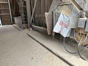 Floor and equipment covered in sawdust