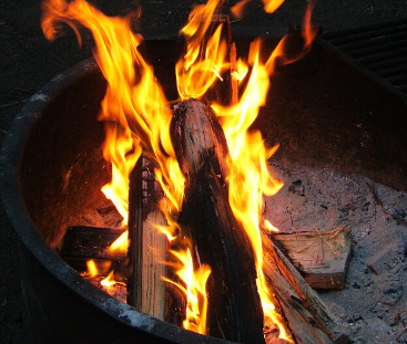 logs burning in a firepit
