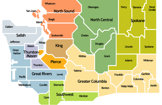 Washington state map of RCHA funding regions