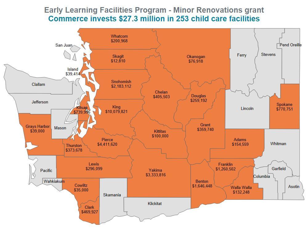 Map of ELF minor renovations investments by county