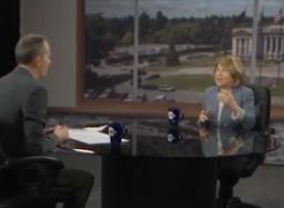 Screenshot of Lisa Brown with Austin Jenkins on Inside Olympia TV show