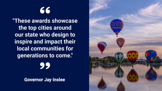 Quote from Governor Inslee with an image of hot air balloons
