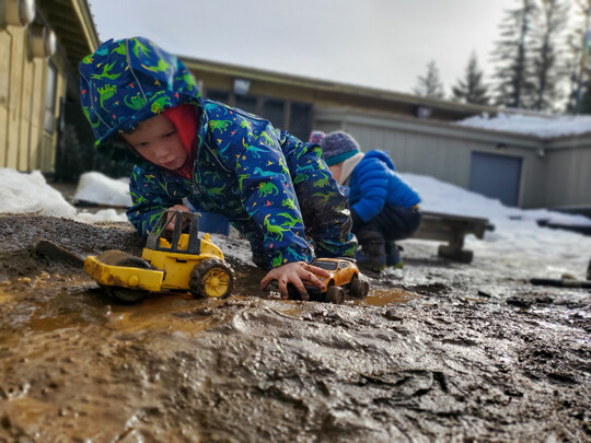 Child playing at child care center photo