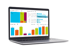 graphic art of laptop with bar chart on the screen