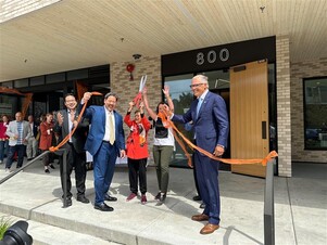 Ribbon cutting with Director Fong Governor and mayor harrell in seattle