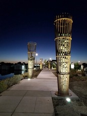 Image of Clover Island project in Kennewick at night GSCA winner