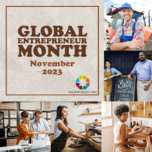 Global Entrepreneurship Month logo with small business images