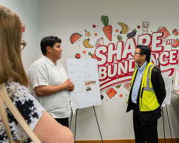 Fong visits the on-campus food pantry.