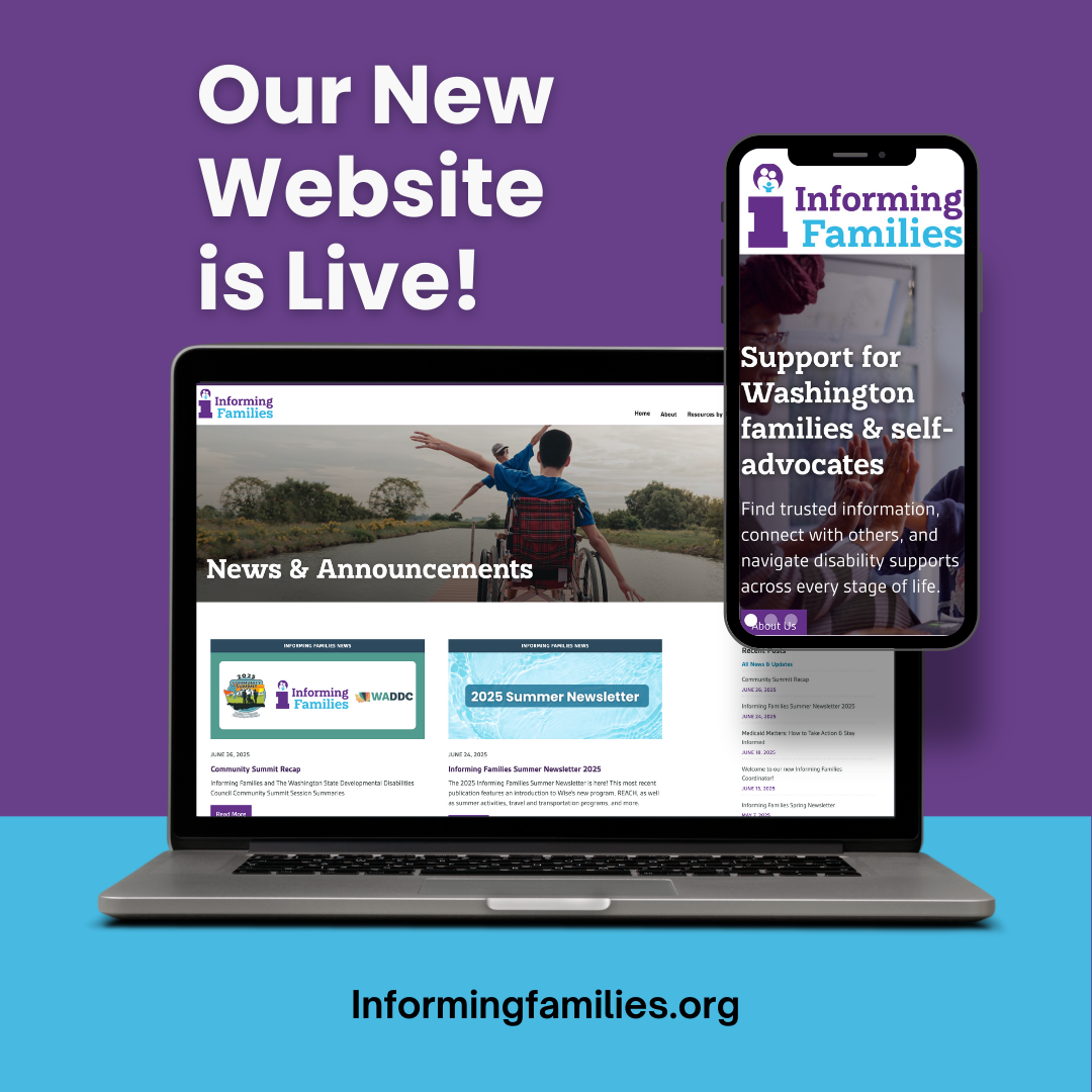 Informing Families new website is live, shown on laptop and phone; informingfamilies.org