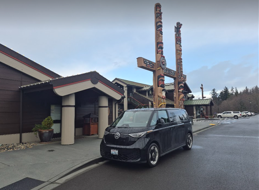 Electric van, purchased with Washington Commerce Tribal Climate Resilience funding