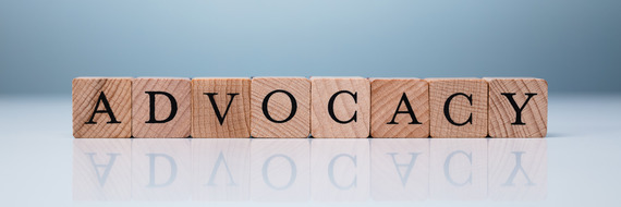 Wooden blocks spelling out Advocacy
