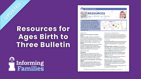 Resources for Ages Birth to Three” Informing Families bulletin graphic
