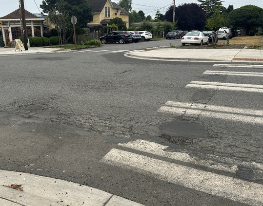 Damaged pavement in Port Townsend.