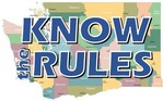 Know the Rules text over map of Washington state