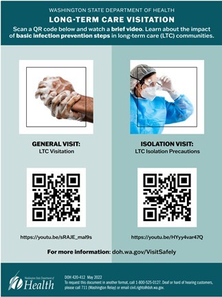 Long-term care visitation flyer with QR codes