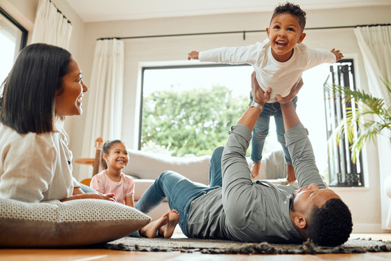 Caregivers playing with children