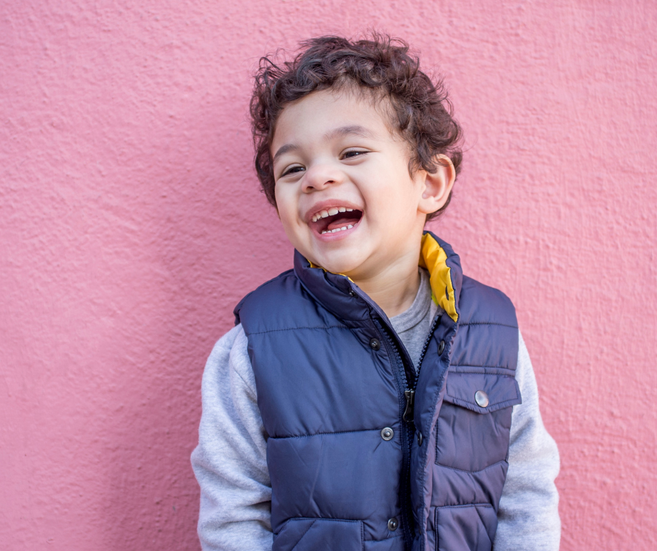 A picture shows a smiling child.