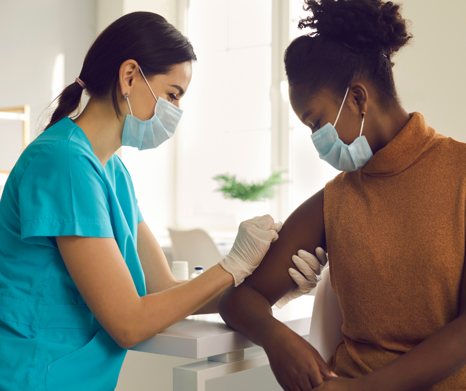 A person getting their COVID vaccine