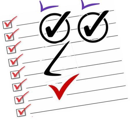 Checklist with cartoon face made of checkmarks