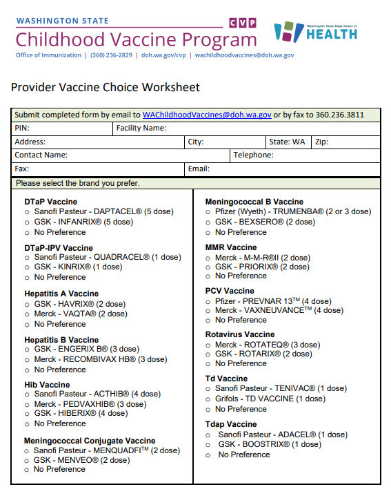Vaccine Choice Worksheet
