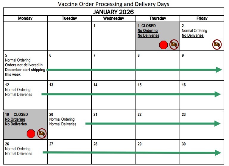 holiday shipping calendar january