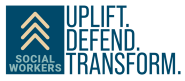 Social Works Uplift, Defend, Transform celebration logo