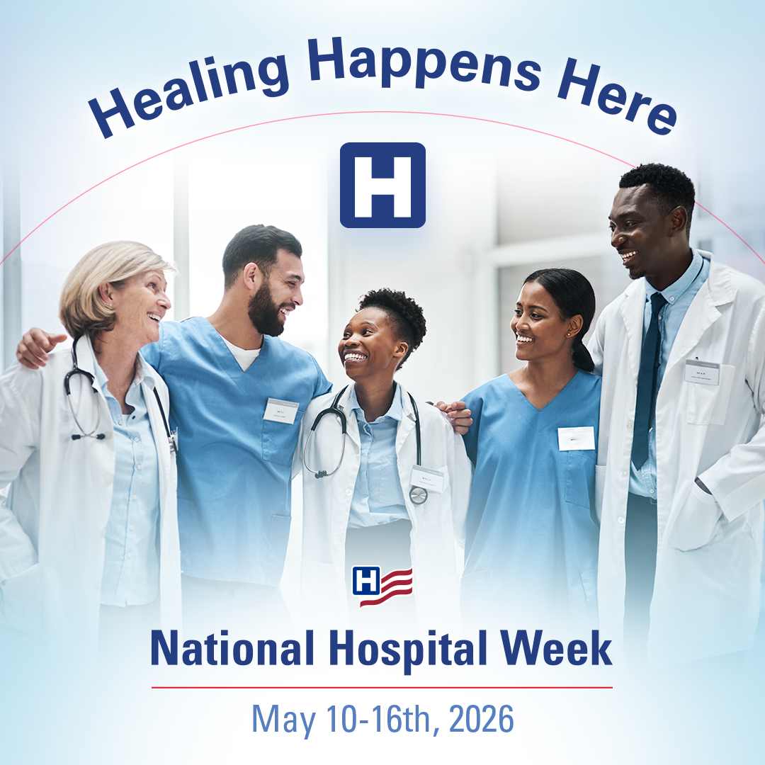 National Hospital Week, 4 health care workers smiling