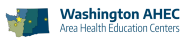 Washington Area Health Education Centers Logo, Washington state with 4 color-designated areas of blue and green