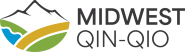 Logo, mountain with simple river and valley all within a cirlce
