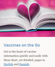Vaccines on the Go webpage button 
