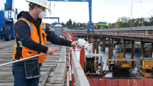 Sampling to ensure water quality is protected.