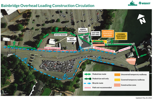 access map for Bainbridge terminal showing bike and pedestrian routes