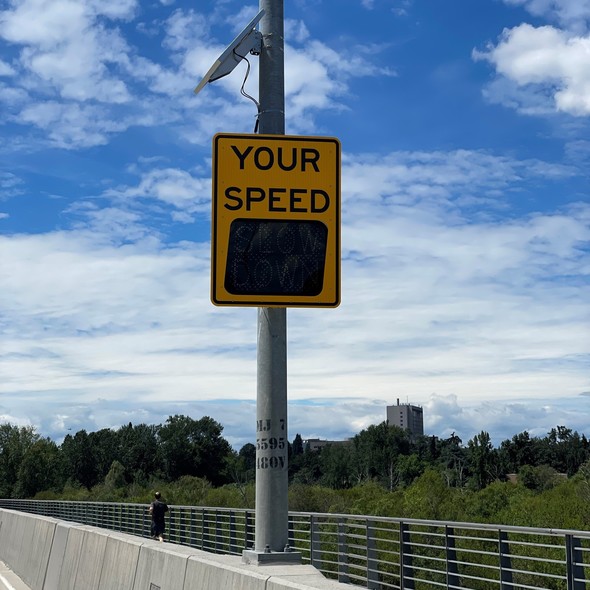 Speed indication sign.