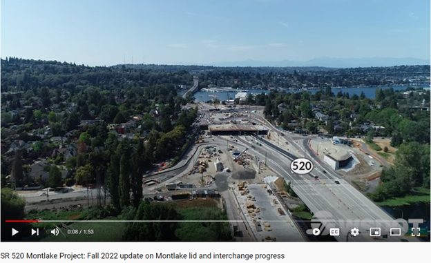 Video still of the Montlake Project construction progress video