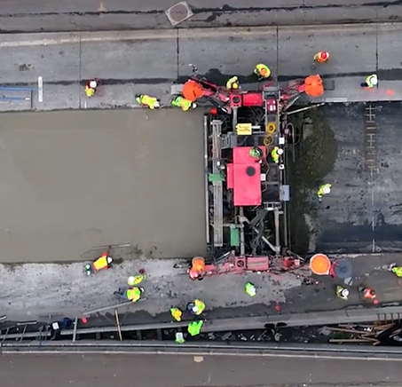 A picture of concrete being poured on a 2019 project on I-5